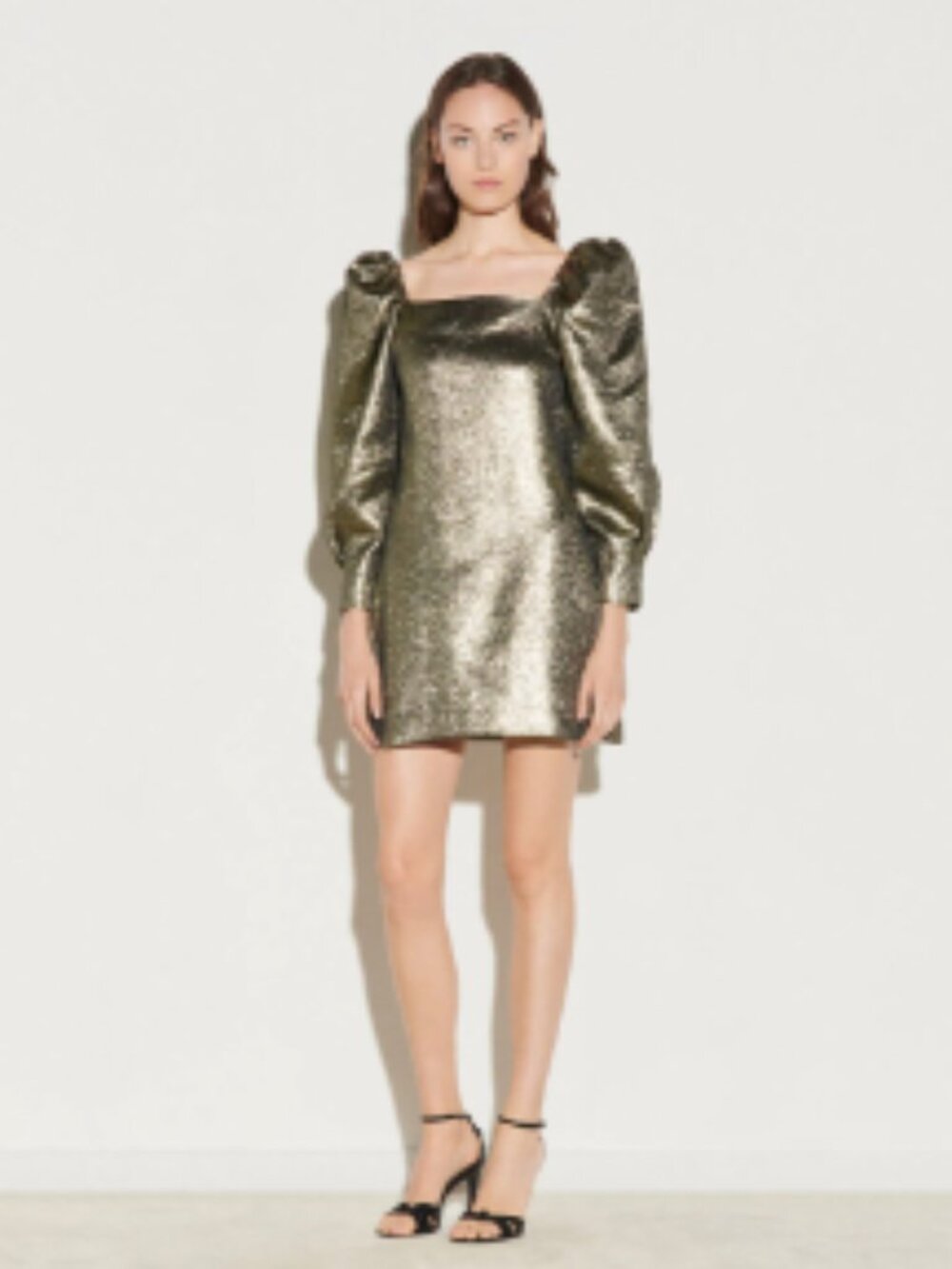 Sandro Julie Metallic Puffed Sleeve Woven Mini Dress 40 - Picture 6 of 16